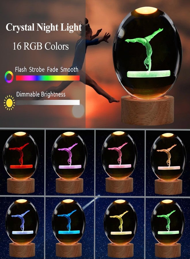 POSSHE Gymnastics Night Light, Gymnastics Gifts for Girl, Gymnastics 3D (3.15 in) Crystal Ball Night Light with Remote Upgraded Lamps with 16 Color for Birthday Xmas Cool Room Decor for Boys Girls - Image 2
